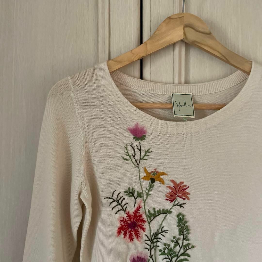 69 シビラsybilla 花柄 刺繍 ニット セーター カーディガン