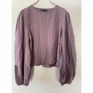 キョウワザラシメンシャ(KYO WAZARASHI MENSYA)のZARA ザラ  ロングTシャツ ショート丈 パープル サイズM レディース(Tシャツ(長袖/七分))