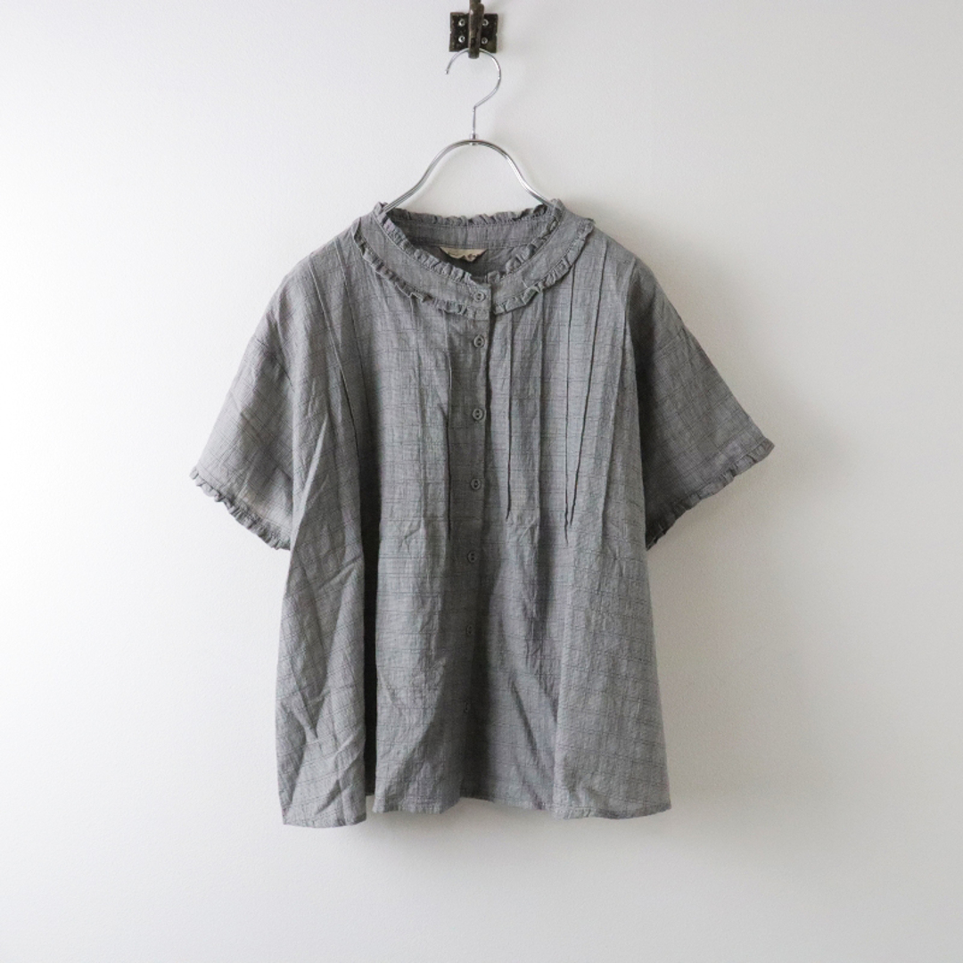 新品　SM2☆グリーン 【Slow Linen】フリルピンタックブラウス