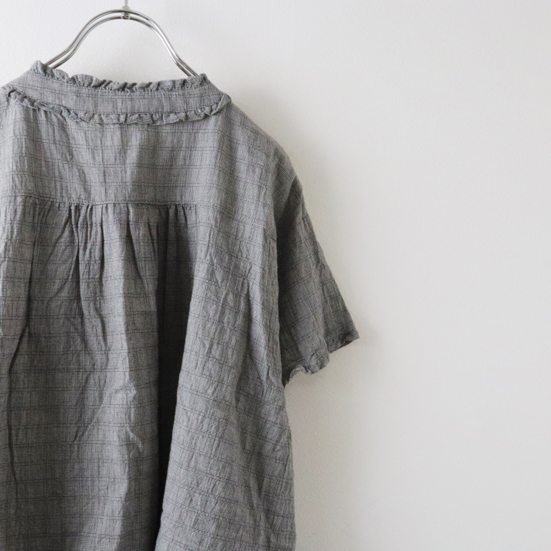 新品　SM2☆グリーン 【Slow Linen】フリルピンタックブラウス