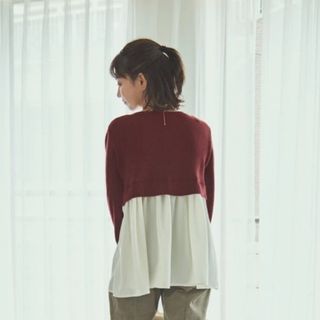 【美品】COHINA ショートニットドッキングトップス　ブラック