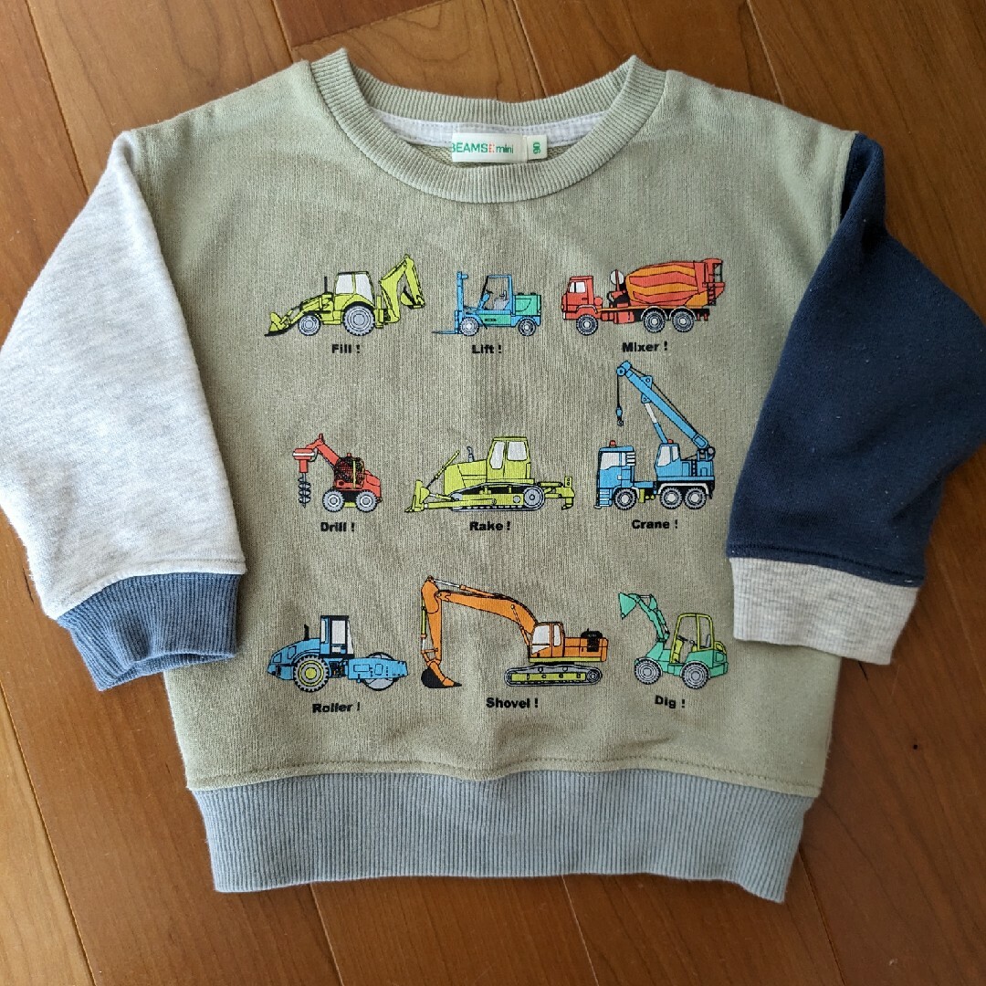 こども ビームス(コドモビームス)の働く車トレーナー　90 キッズ/ベビー/マタニティのキッズ服男の子用(90cm~)(その他)の商品写真