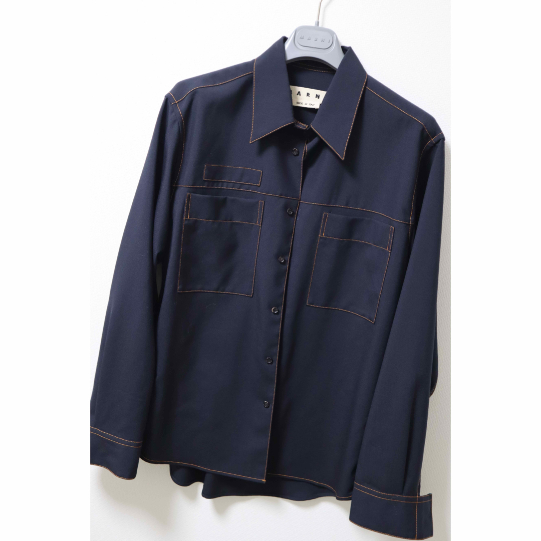 MARNI - marni ステッチ シャツ オレンジ トロピカル ウール MARNI - marni ステッチ シャツ オレンジ トロピカル ウール