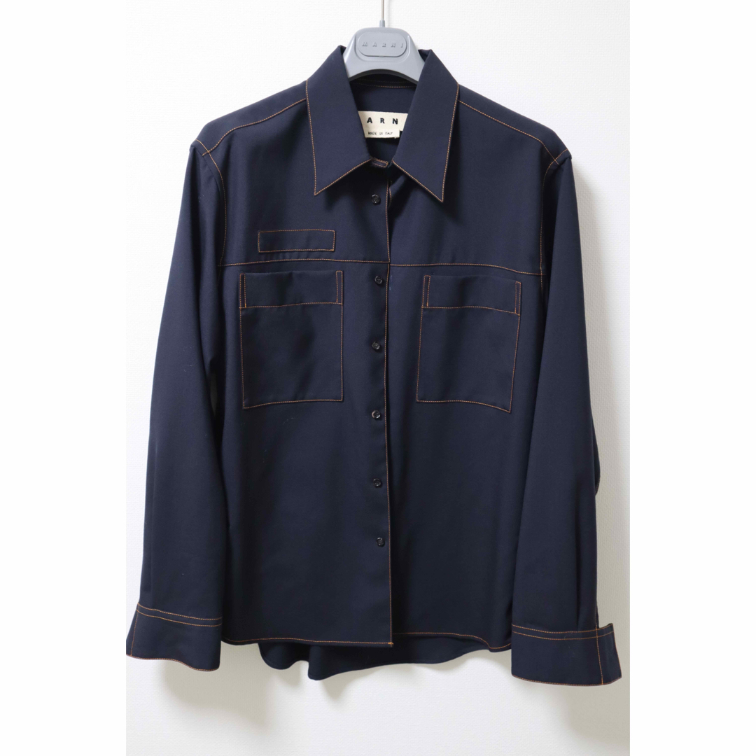 MARNI - marni ステッチ シャツ オレンジ トロピカル ウール MARNI - marni ステッチ シャツ オレンジ トロピカル ウール