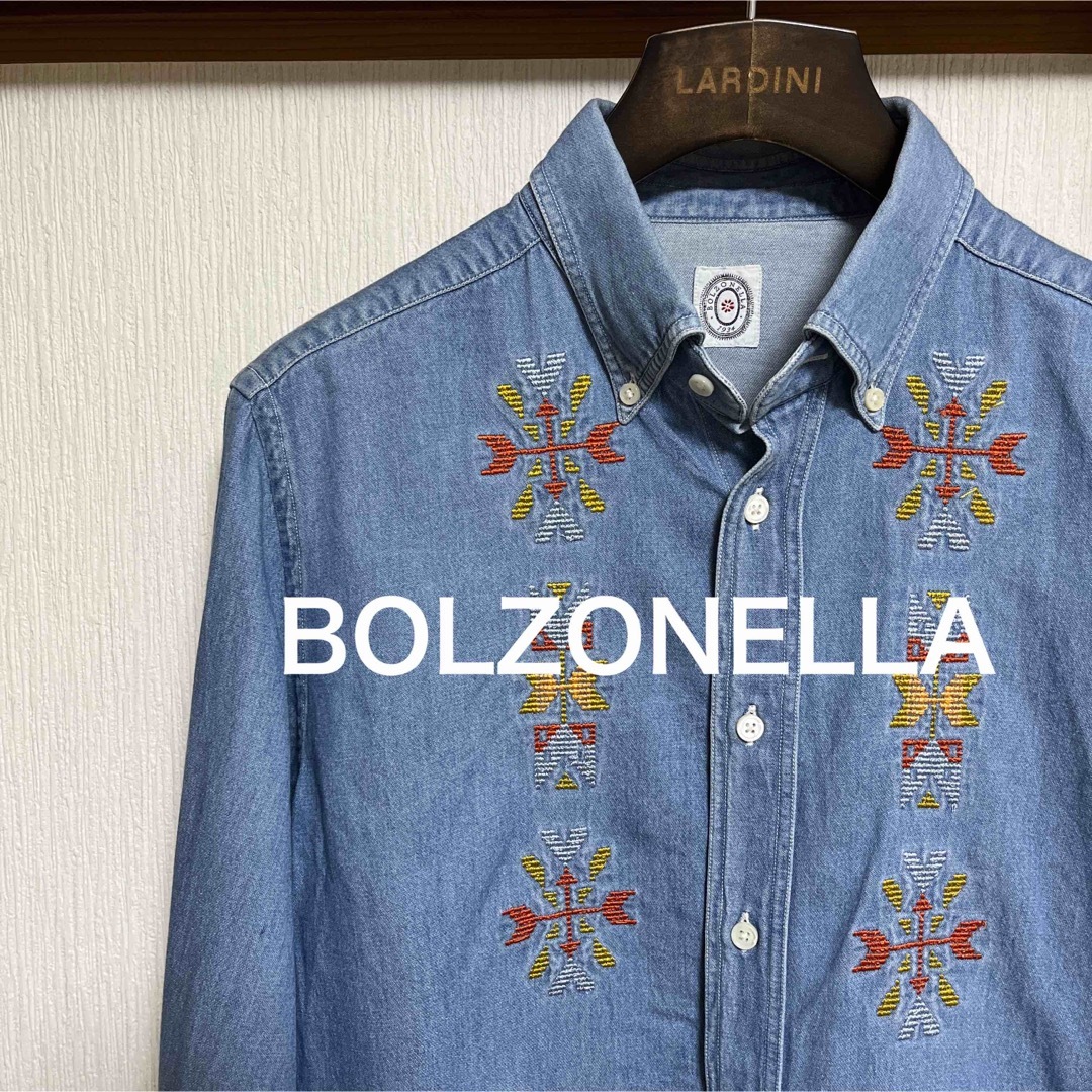 BOLZONELLA ボルゾネッラ フランネルシャツ ブルー-
