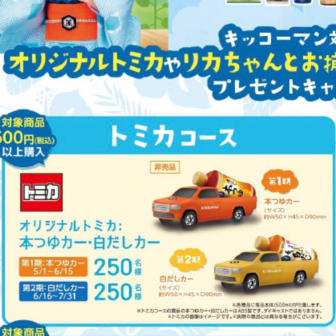 オリジナルトミカ　本つゆカー　白だしカー　キッコーマン