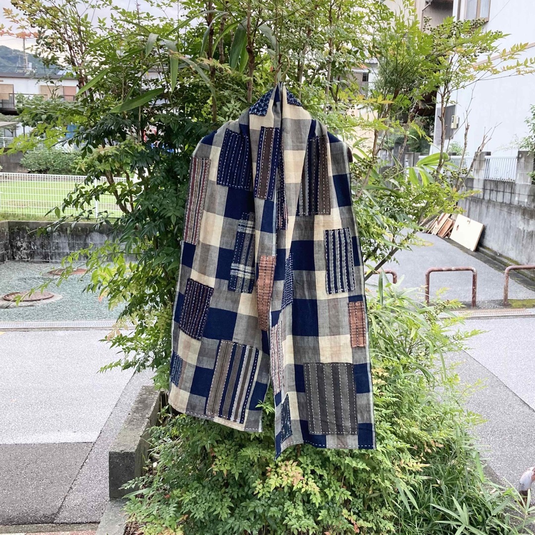 2101 襤褸 ストール 古布 着物 リメイク 刺し子 パッチワーク 藍染