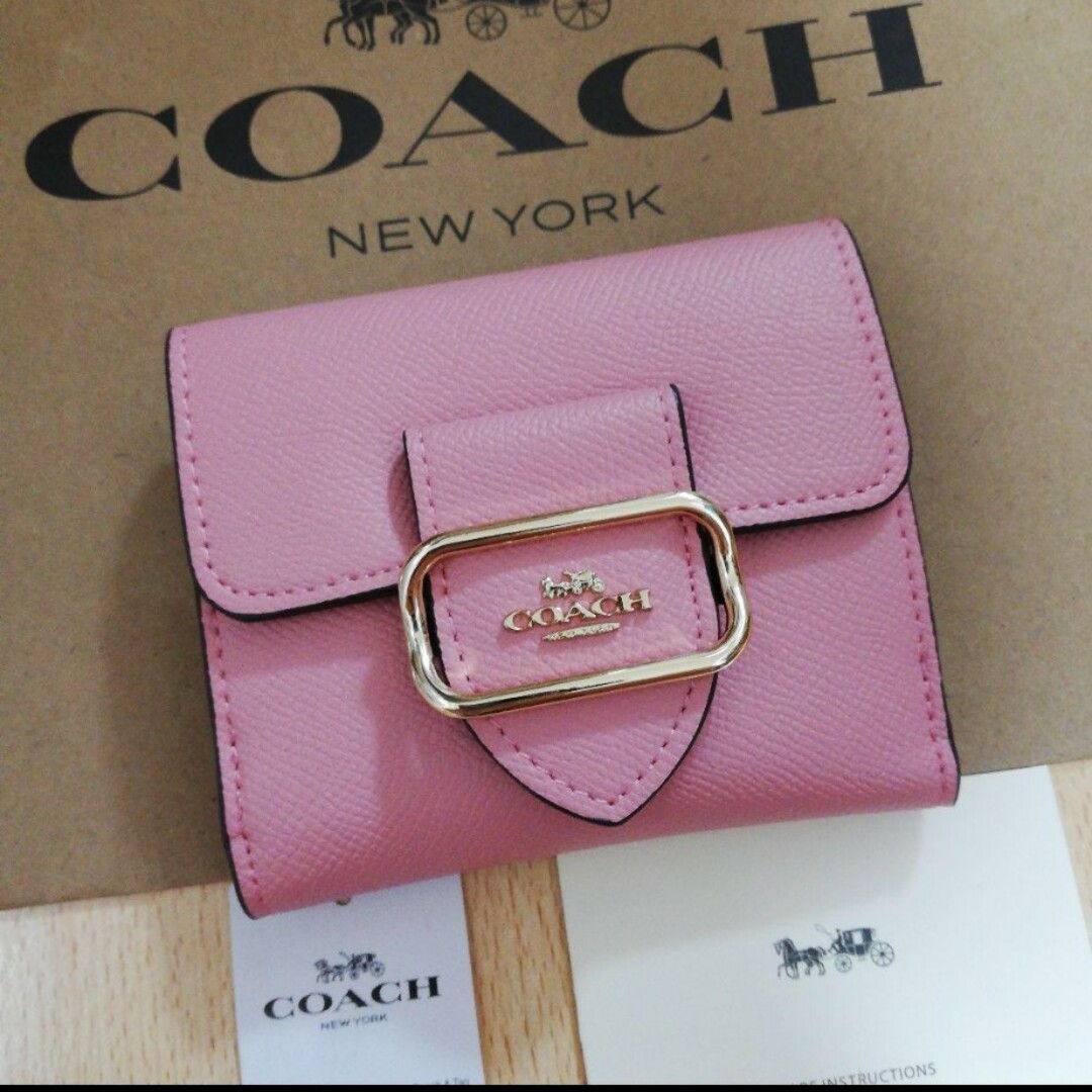 COACHコーチ 折り財布 スモールモーガンウォレット ピンク - 財布