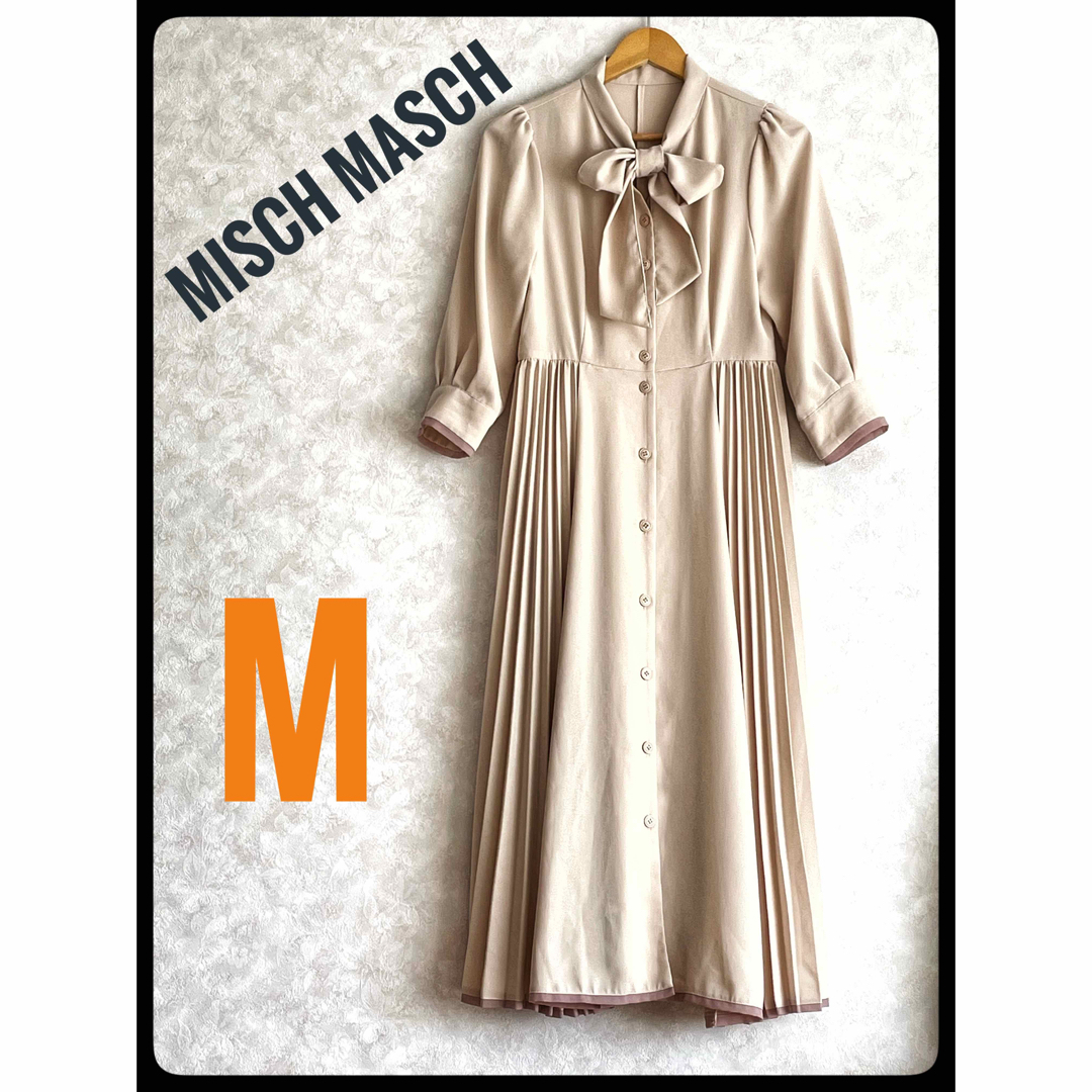 MISCH MASCH(ミッシュマッシュ)のMISCH MASCHミッシュマッシュ　脇プリーツボウタイワンピース　サイズM レディースのワンピース(ロングワンピース/マキシワンピース)の商品写真