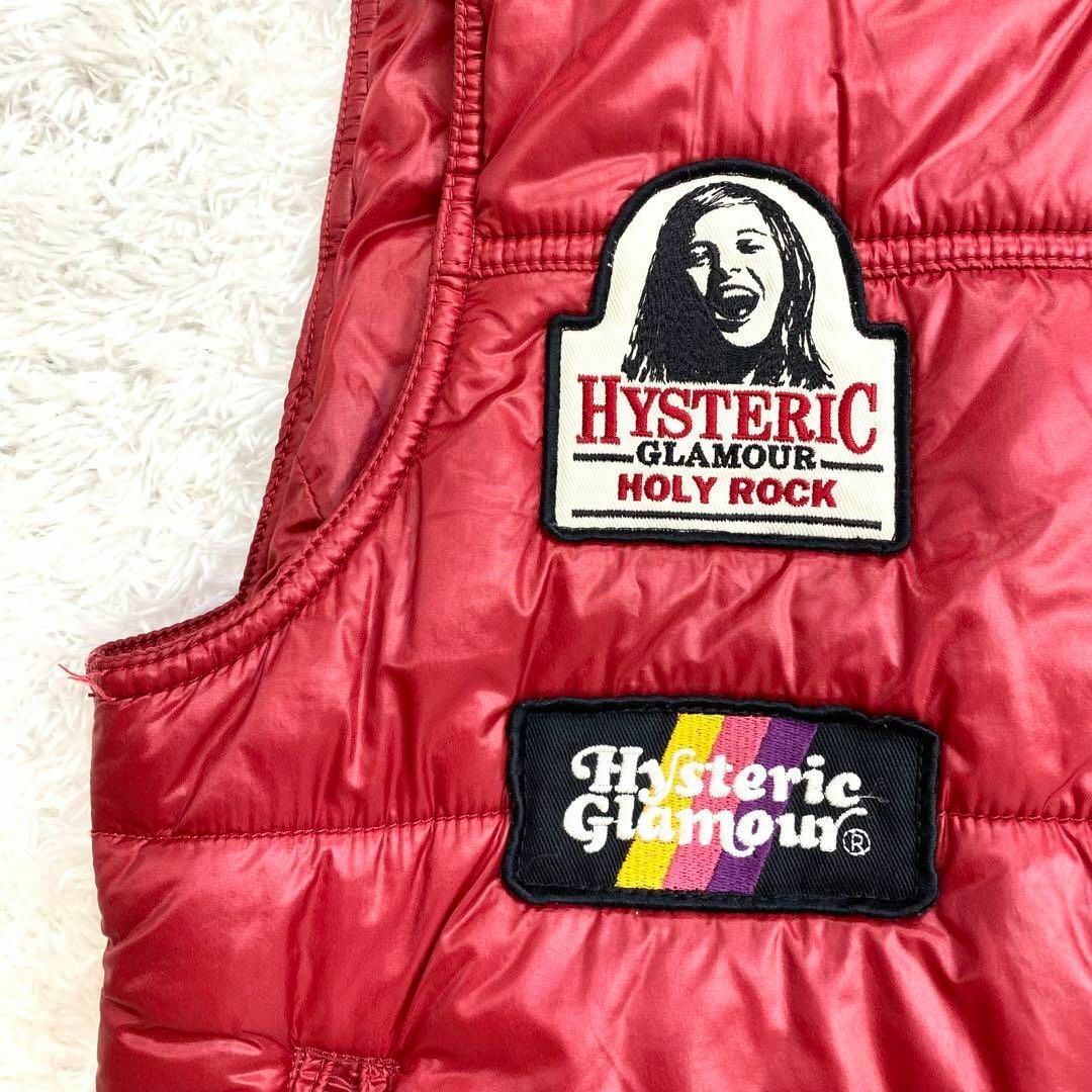 HYSTERIC GLAMOUR(ヒステリックグラマー)の美品✨　ヒステリックグラマー　フード付き　中綿ベスト　ヒスガール　赤　フリー レディースのジャケット/アウター(ダウンベスト)の商品写真