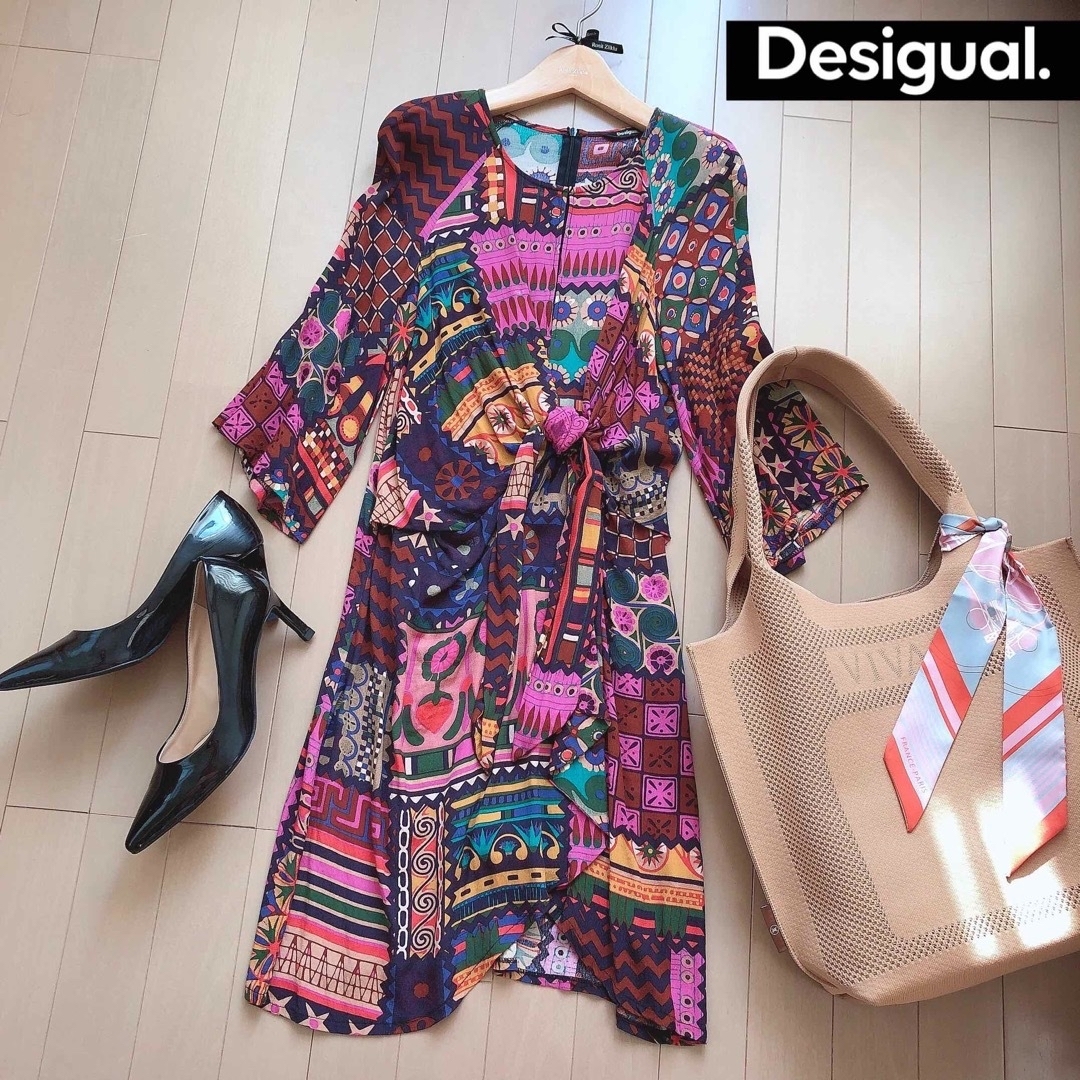 Desigual スペイン発❤︎パレオ❤︎カラフルワンピース 茶 UTERQUE