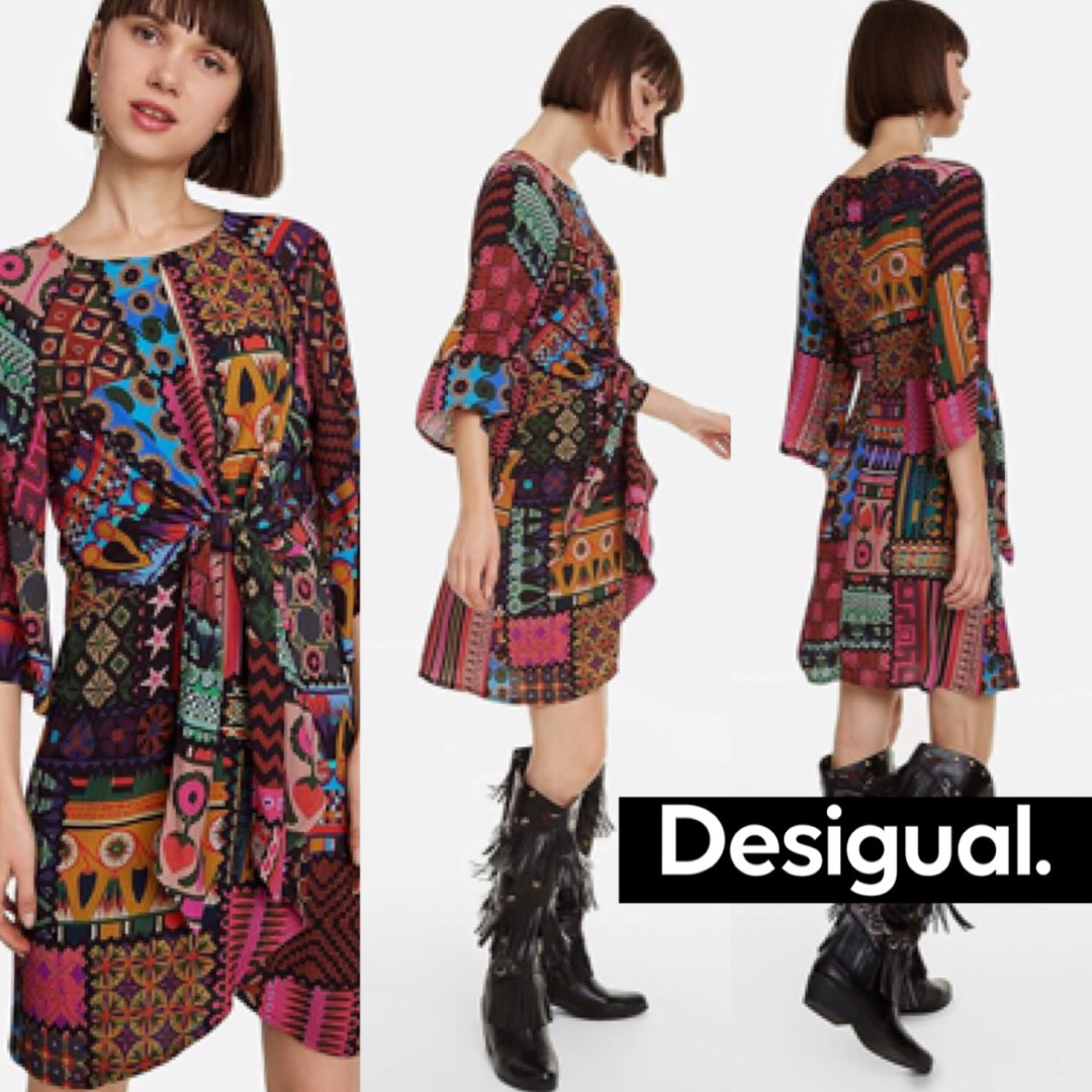 Desigual スペイン発❤︎パレオ❤︎カラフルワンピース 茶 UTERQUE