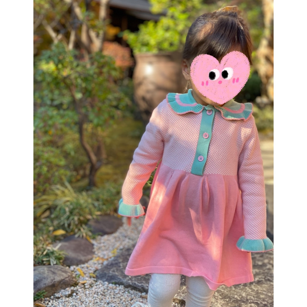 【森のくまさん様専用】happyology ニットワンピース2Y キッズ/ベビー/マタニティのキッズ服女の子用(90cm~)(ワンピース)の商品写真