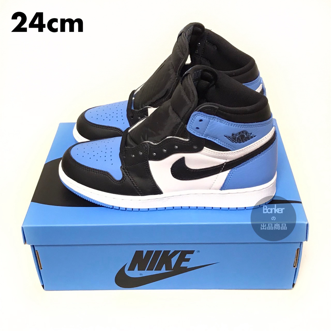 【24cm】NIKE AIR JORDAN 1 HIGH OG GS つま黒 青