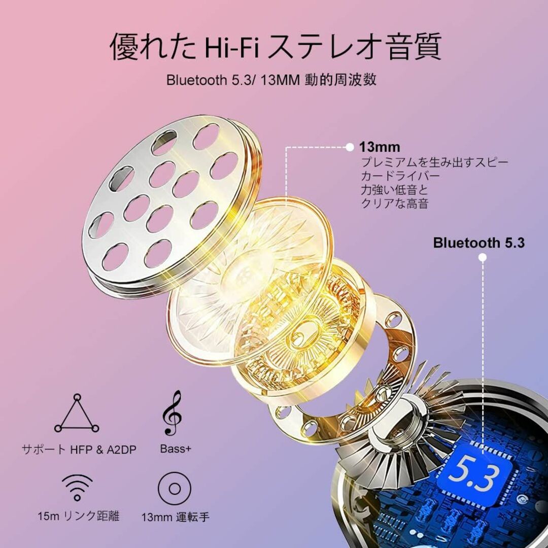 【色: 金】【2023年モデル Bluetooth イヤホン, 蓋を開けたら接続 3