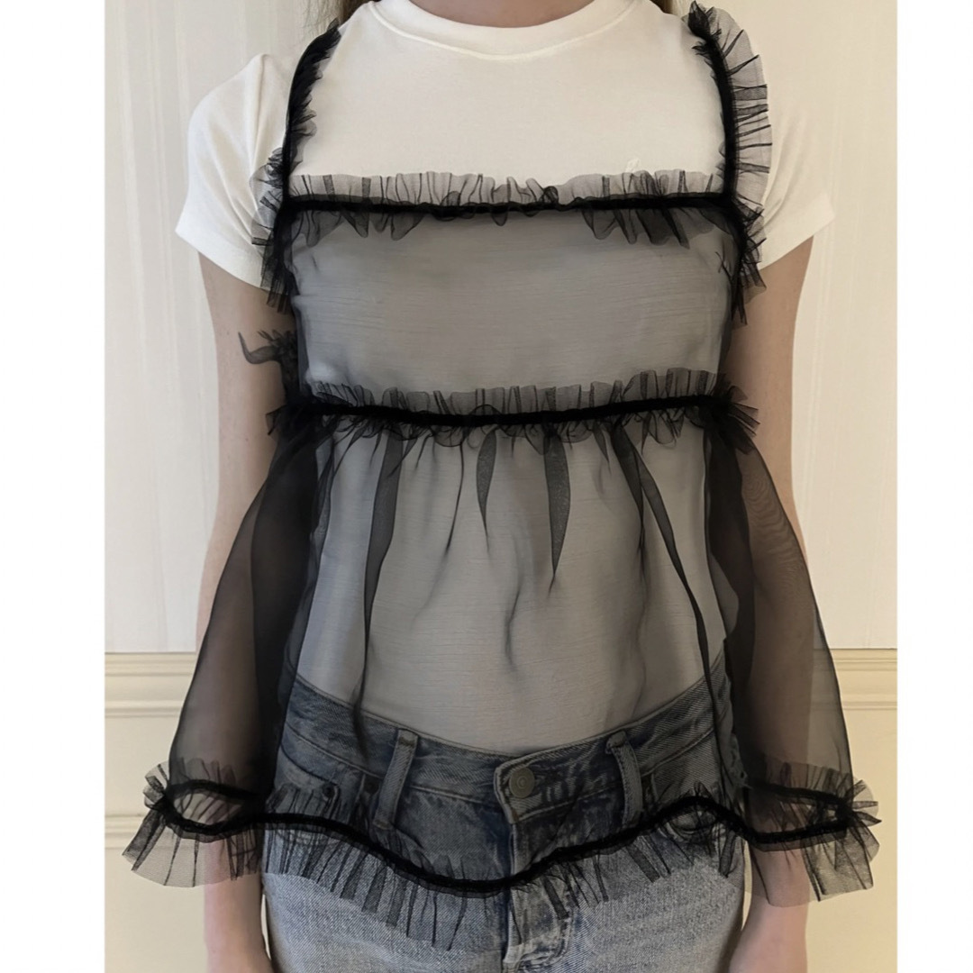 frill organdy bustier black