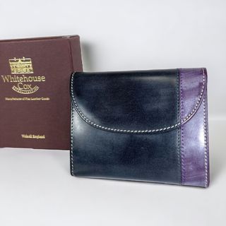 WHITE HOUSE COX ホワイトハウスコックス 二つ折り財布 S8772 英国製 INDIVIDUAL COLLECTION NOTE CASE カーフレザー ハーフベジタブルタンニング ノートケース 二つ折り財布 ブラック系【美品】