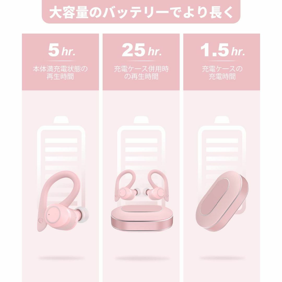 【色: ピンク】【2023年 bluetooth イヤホン 】 ワイヤレスイヤホ 6