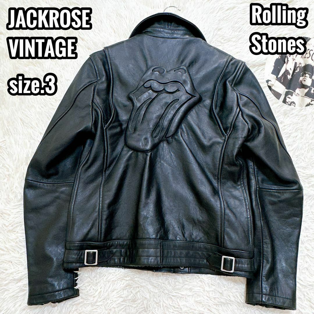 JACKROSE(ジャックローズ)のJACK ROSE×ローリングストーンズ ダブルライダース デカベロマーク 3 メンズのジャケット/アウター(ライダースジャケット)の商品写真