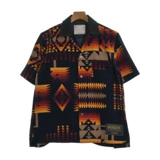 サカイ(sacai)のsacai サカイ カジュアルシャツ 1(S位) 紺xオレンジx赤等(総柄) 【古着】【中古】(シャツ)