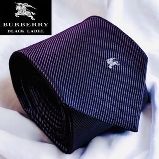 バーバリーブラックレーベル(BURBERRY BLACK LABEL)のバーバリー ブラックレーベル ネクタイ ソリッド ホースロゴ 光沢 日本製(ネクタイ)