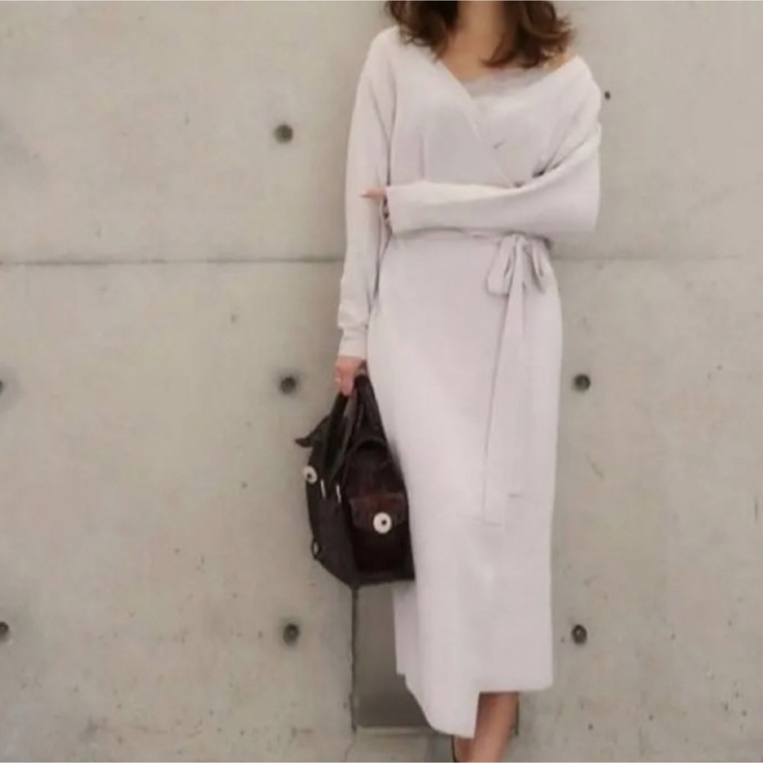 フレイアイディー カシュクールニットロングワンピース - ロング