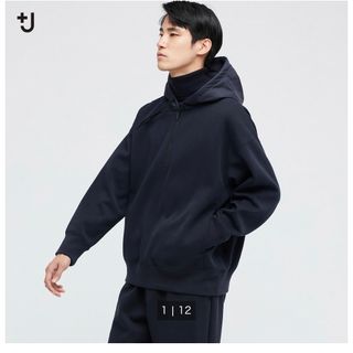 ジルサンダー(Jil Sander)のUNIQLO＋J ドライスウェットハーフジップパーカ（長袖）XL ネイビー(パーカー)