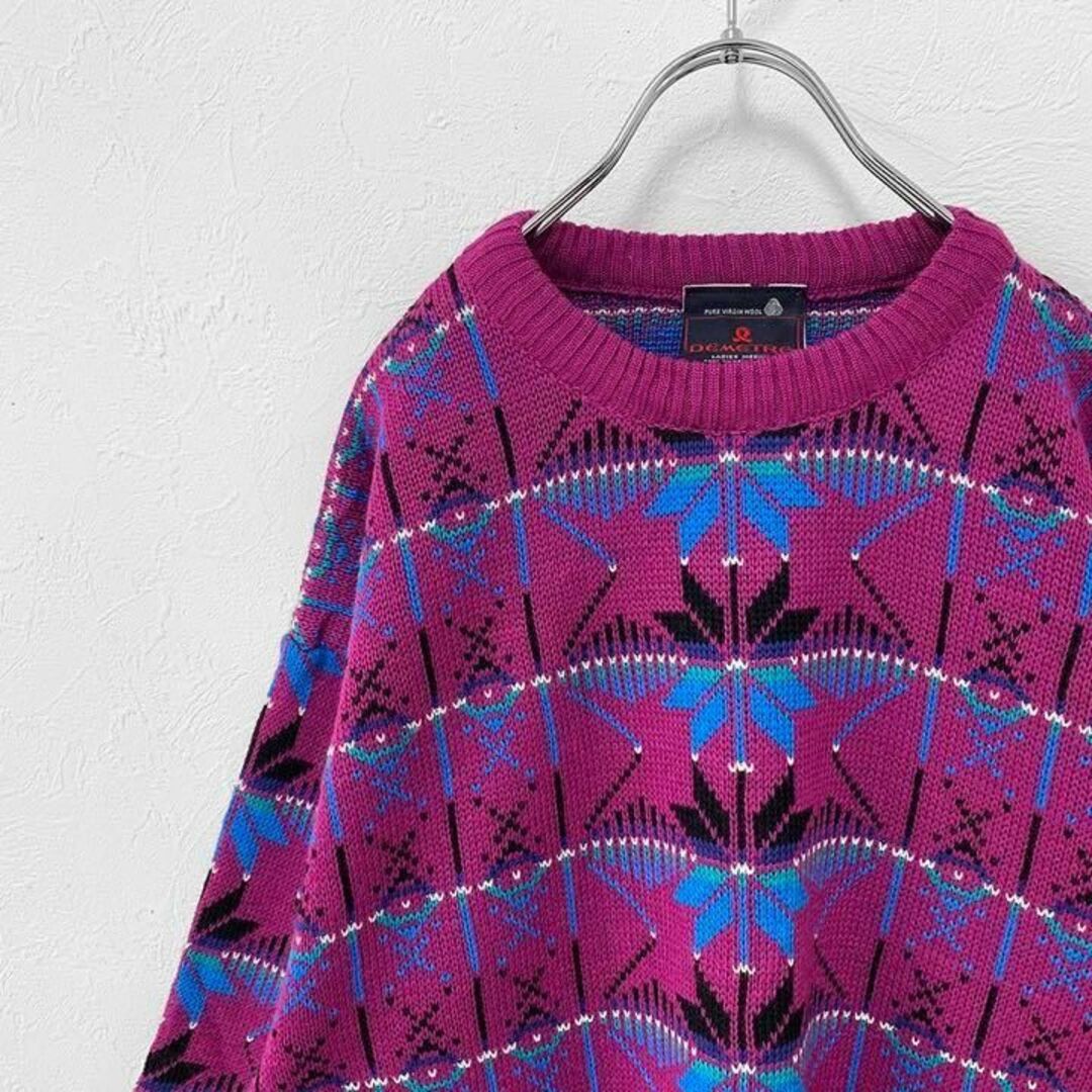 ヴィンテージ 80s ノルディック フェアアイル 雪柄 スキー ニット セーター