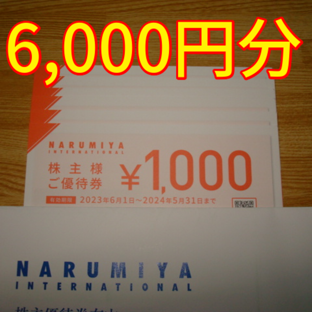 NARUMIYA(ナルミヤ)のナルミヤ 株主優待 6000円分 チケットの優待券/割引券(ショッピング)の商品写真