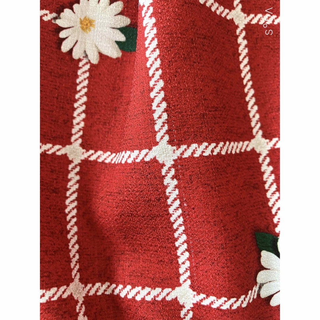 エムズグレイシー スカート   38 マーガレット柄 赤 ロゴ入り裾チュール付き 8