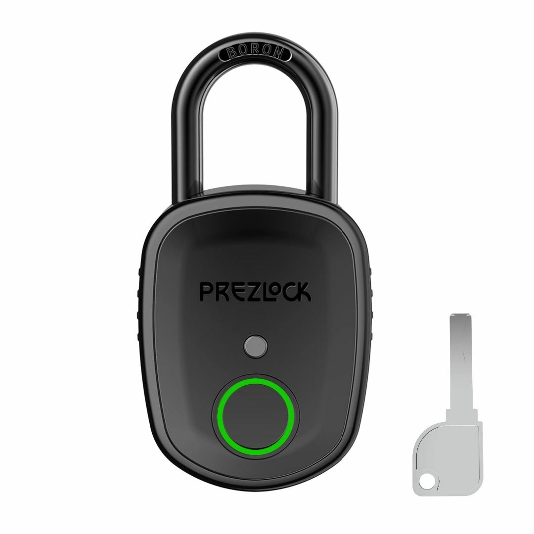 Prezlock 南京錠 スマートロック 指紋認証 USB充電式 バックアップキ