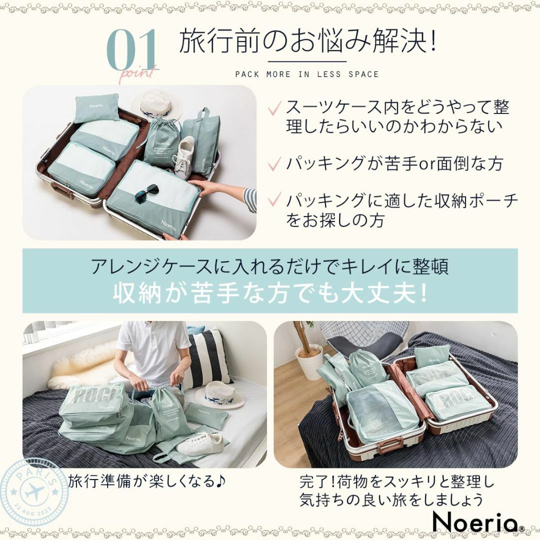 【色: ラベンダーピンク】Noeria トラベルポーチ 6点セット 洗濯可 メッ 5