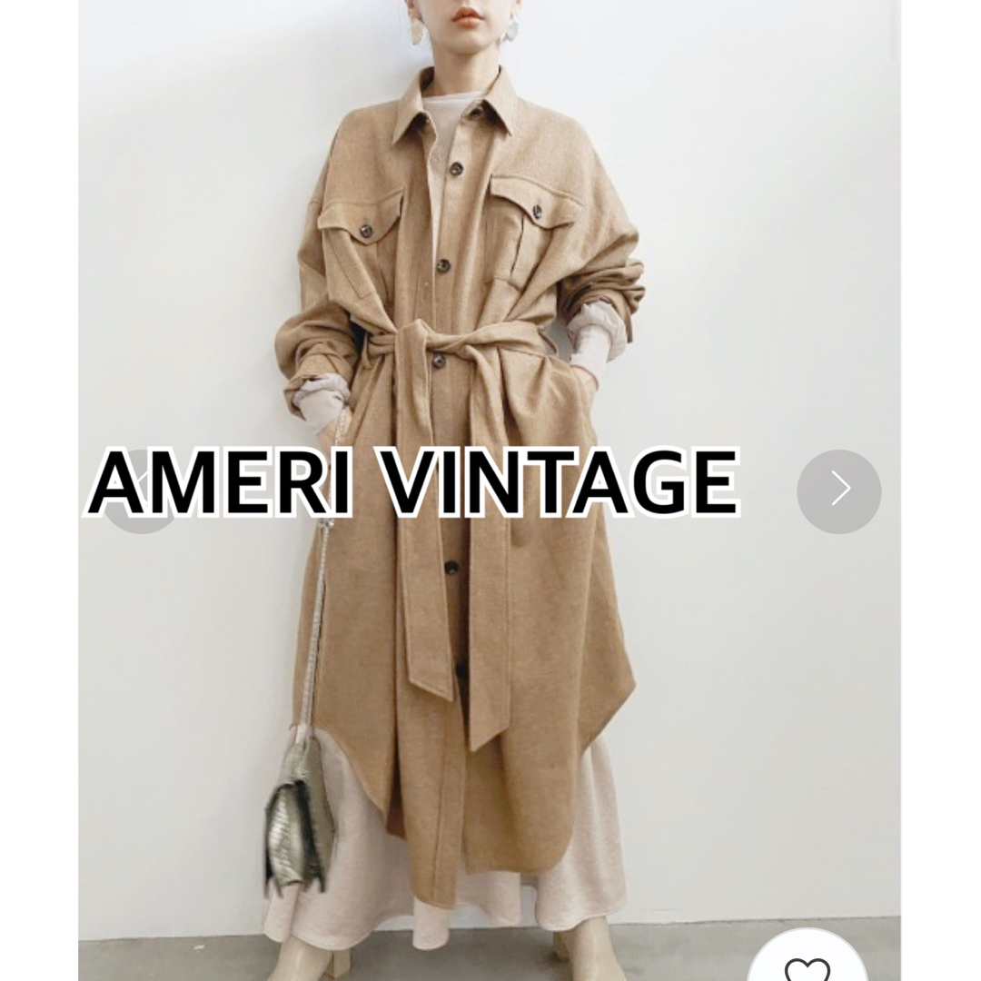 AMERI VINTAGEアメリヴィンテージ ウールロングシャツコート☆ベージュ ...