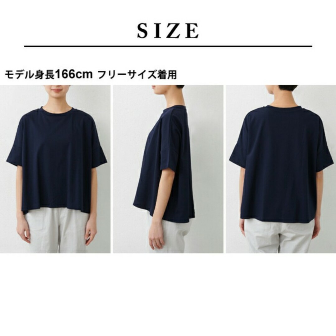 [ 接触冷感 コットン ビッグシルエット Tシャツ  強撚糸コットン レディースのトップス(Tシャツ(半袖/袖なし))の商品写真