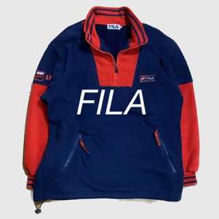 FILA - 90s ITALY フィラ ハーフジップ チェック柄 プルオーバー ゆる
