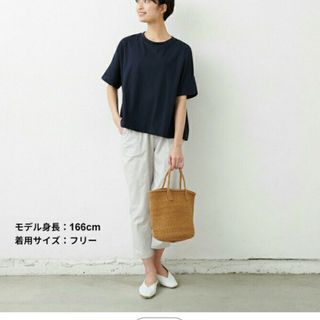 [ 接触冷感 コットン ビッグシルエット Tシャツ 強撚糸コットン(Tシャツ(半袖/袖なし))