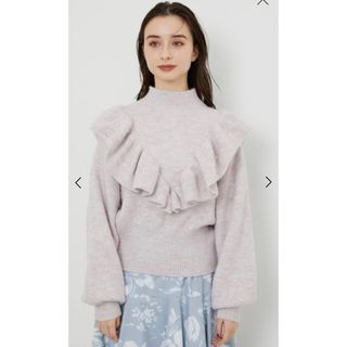 リエンダ(rienda)の最終値下げ‼️ウォームフリルHN Knit TOP  パープル　ラベンダー(ニット/セーター)