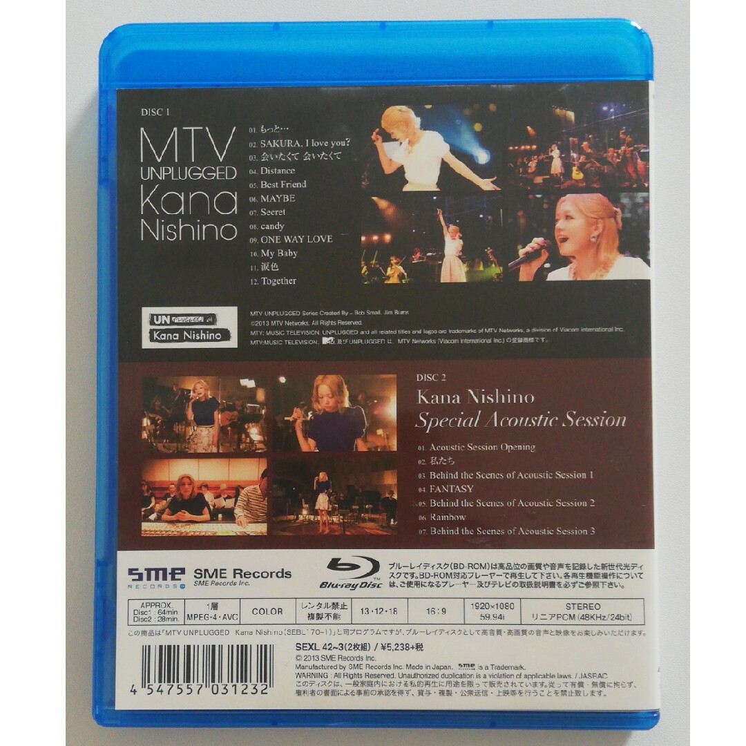 MTV　Unplugged　Kana　Nishino  Blu-ray エンタメ/ホビーのDVD/ブルーレイ(ミュージック)の商品写真