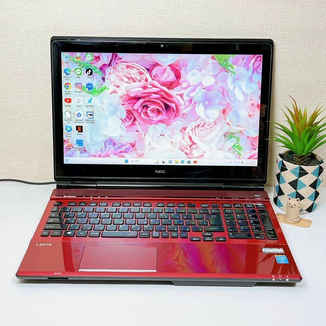 NEC - Core i7✨メモリ16GB新品SSD1TBブルーレイ✨赤ノートパソコン173