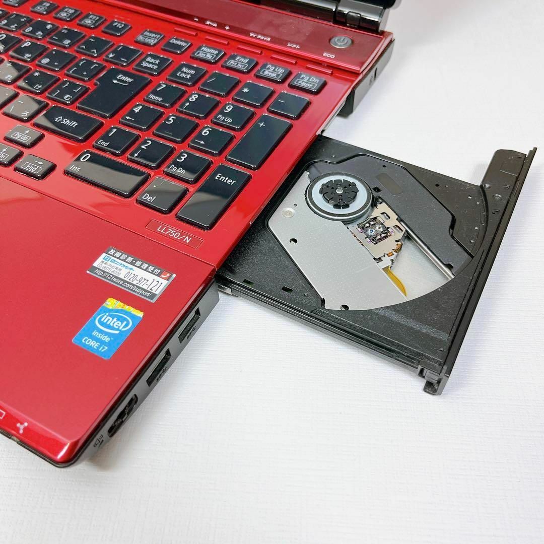 NEC - Core i7✨メモリ16GB新品SSD1TBブルーレイ✨赤ノートパソコン173