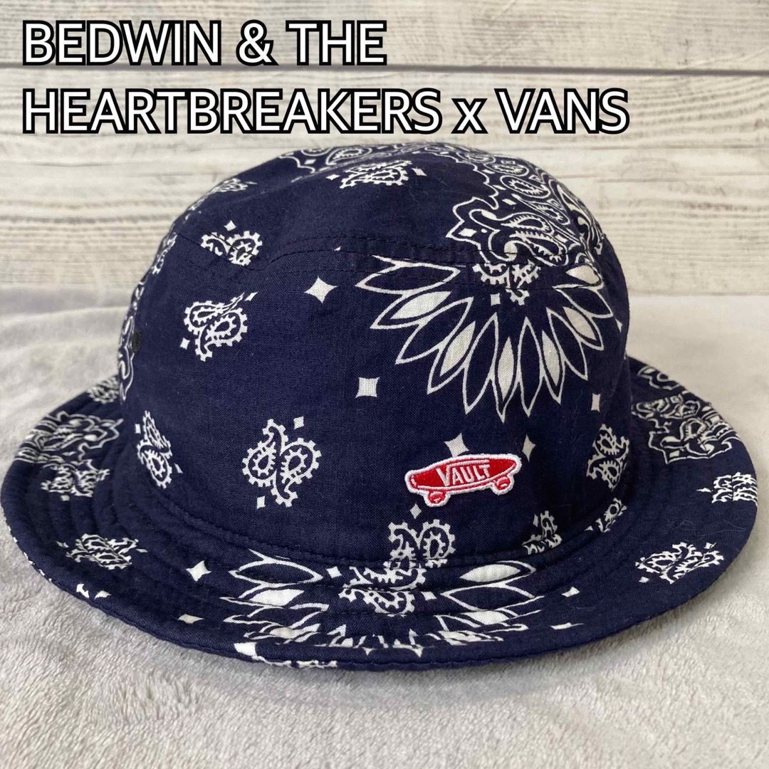 BEDWIN & THE HEARTBREAKERS(ベドウィンアンドザハートブレイカーズ)のBEDWIN x VANS バケットハット ペイズリー柄 バンダナ ネイビー メンズの帽子(ハット)の商品写真