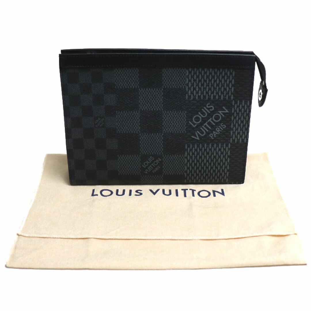 LOUIS VUITTON ルイ・ヴィトン ポシェットヴォワヤージュNM クラッチバッグ グラフィット3D ブラック N60444 ICタグ メンズ【美品】