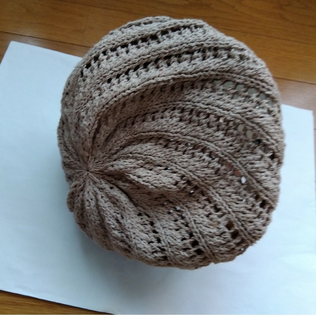 透かし編みベレー帽 レディースの帽子(ハンチング/ベレー帽)の商品写真