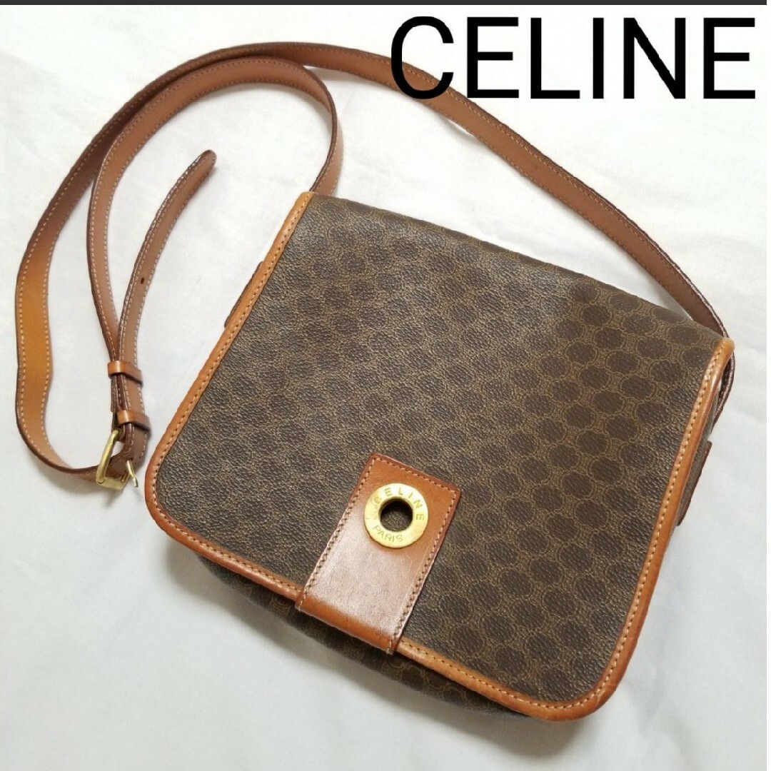 オールド CELINE セリーヌ マカダム柄 サークルロゴ ショルダーバッグ