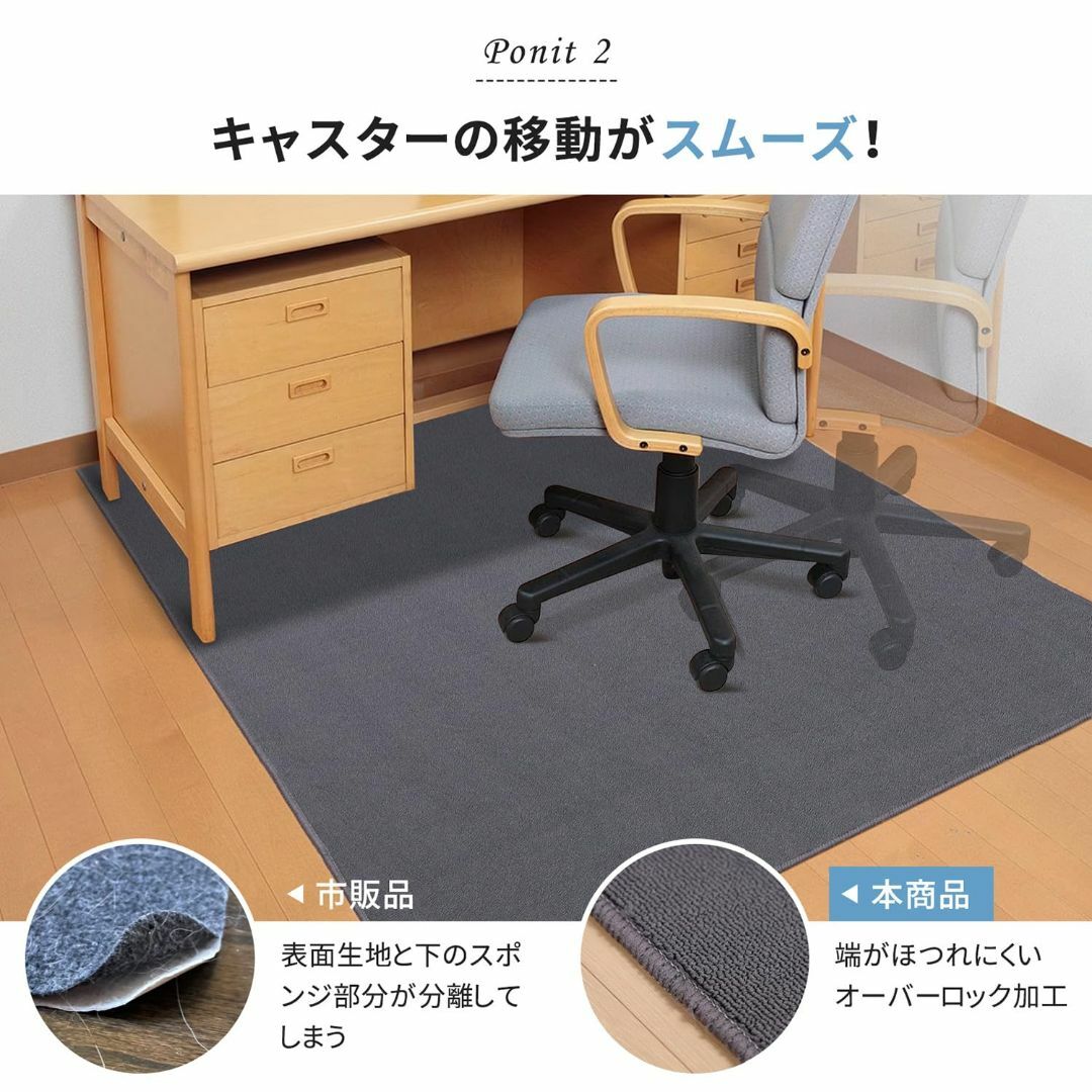 【色: グレー】BITTOP デスク チェアマット 160×130cm 厚さ5m