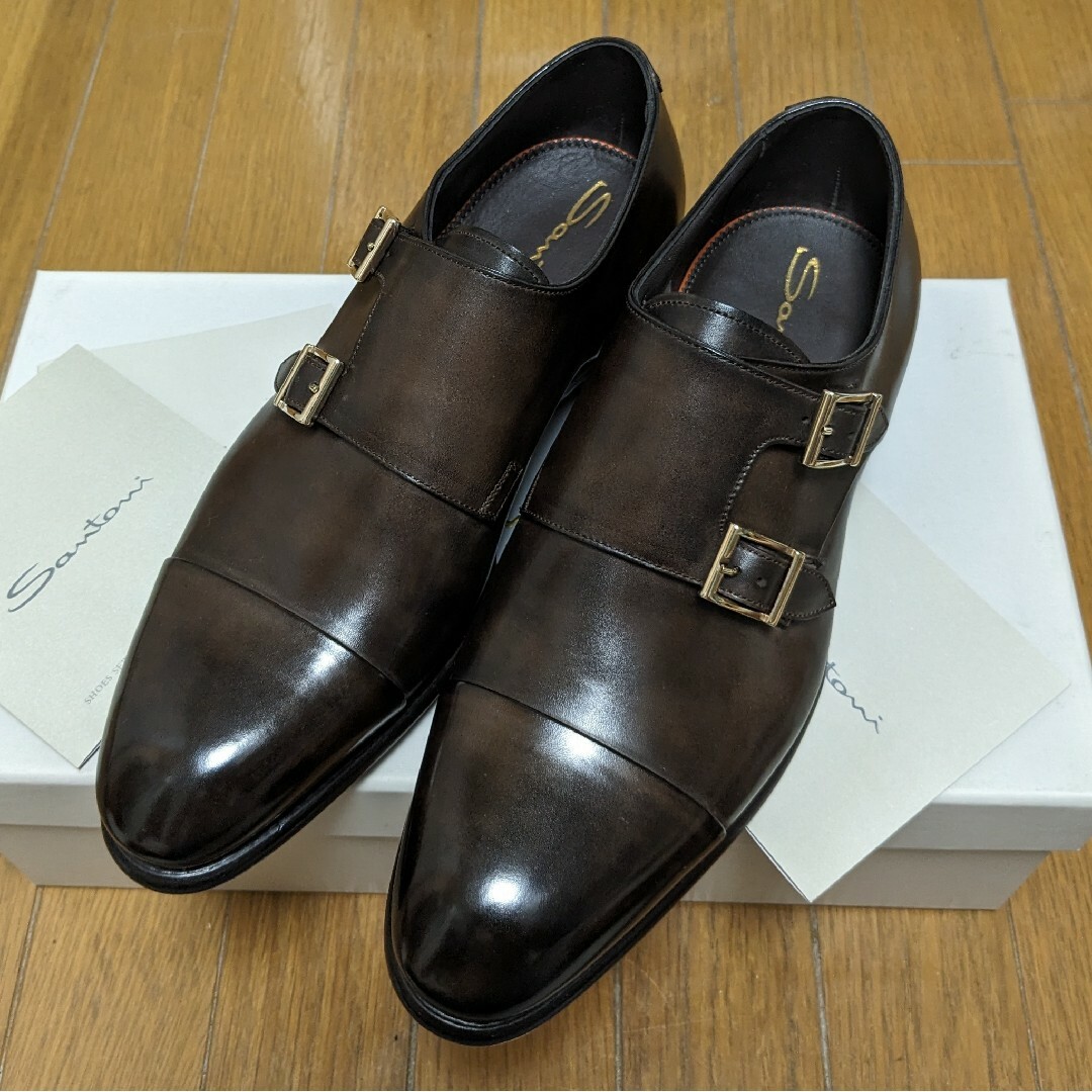 Santoni ダブルモンクストラップ 5 ダークブラウン サントーニ 靴