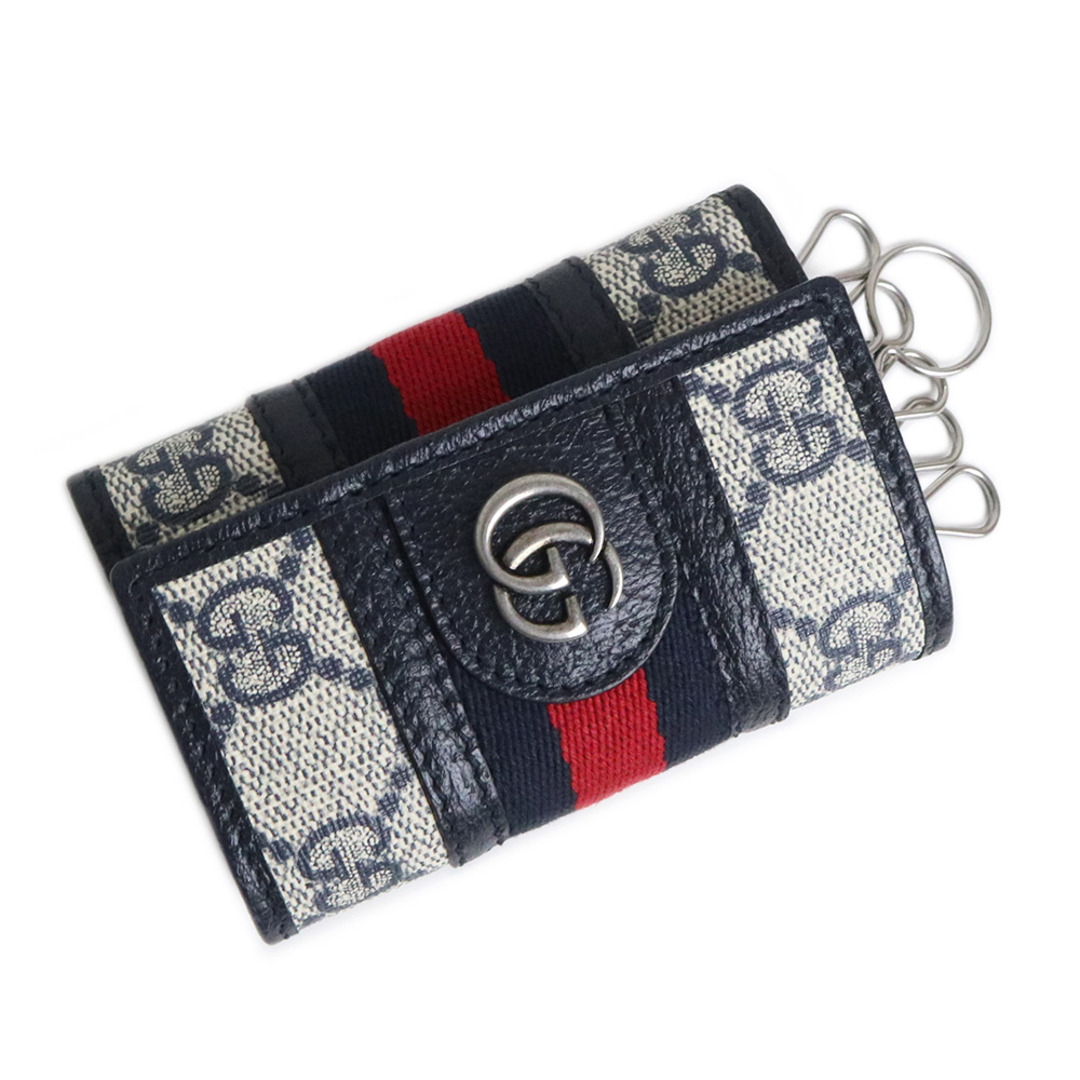 グッチ オフィディア GG 6連キーケース GGスプリームキャンバス レザー ネイビー シルバー金具 603732 箱付 GUCCI（新品・未使用品）  | フリマアプリ ラクマ