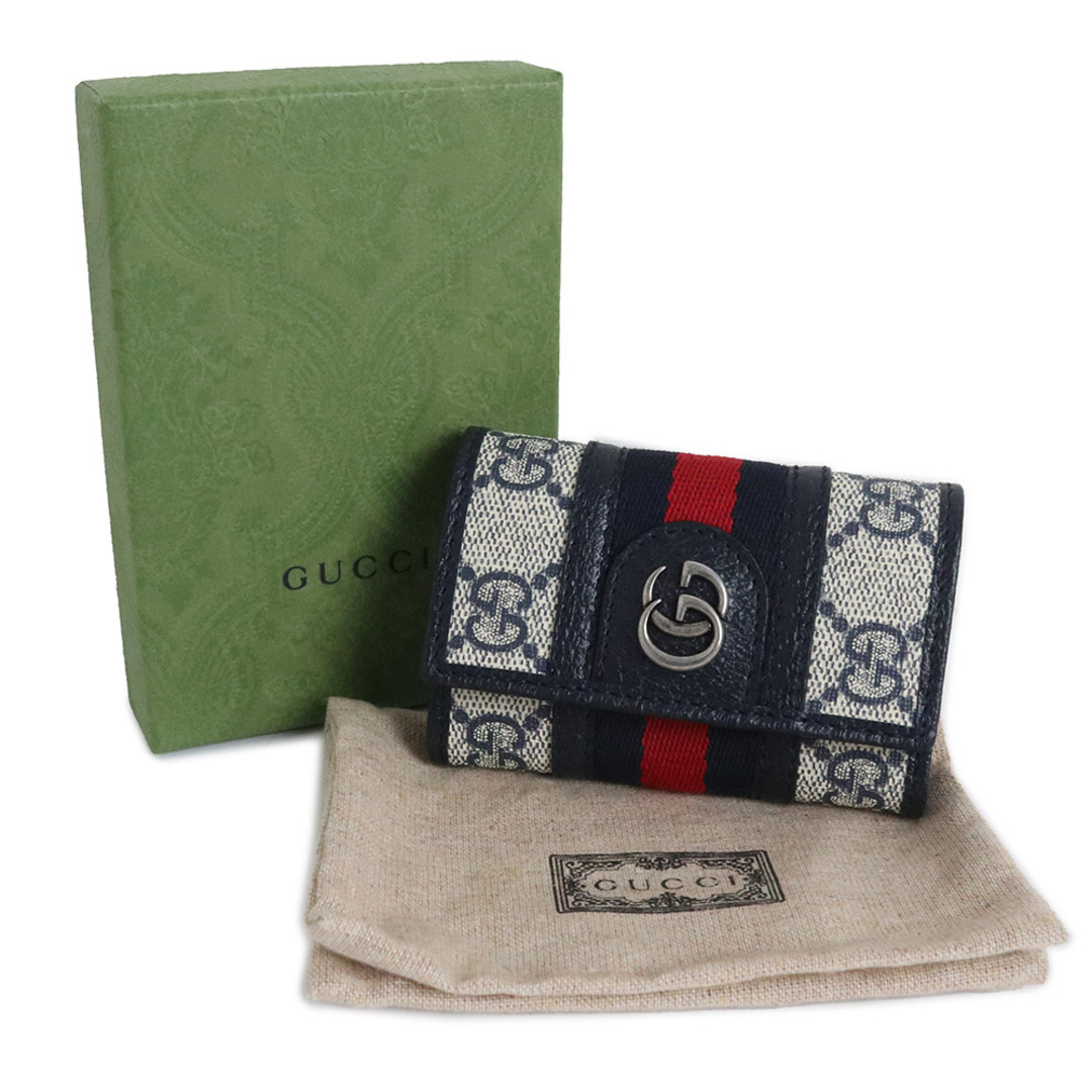 美品】GUCCI キーケース インターロッキング GG キャンバス レザー 美品】GUCCI キーケース インターロッキング GG キャンバス レザー