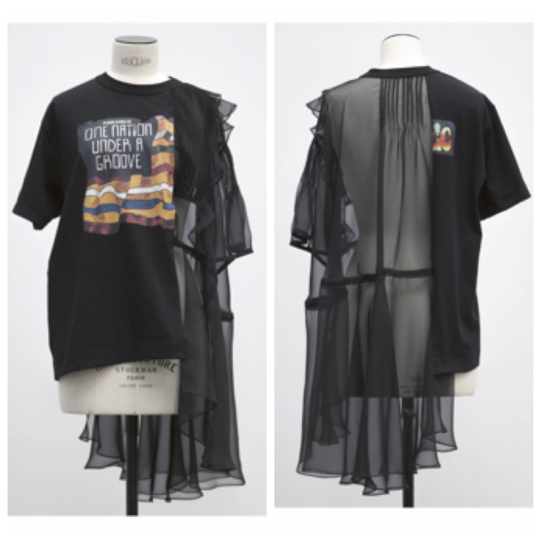 サカイ　アシンメトリー　シフォン　ドッキング　Tシャツ 2