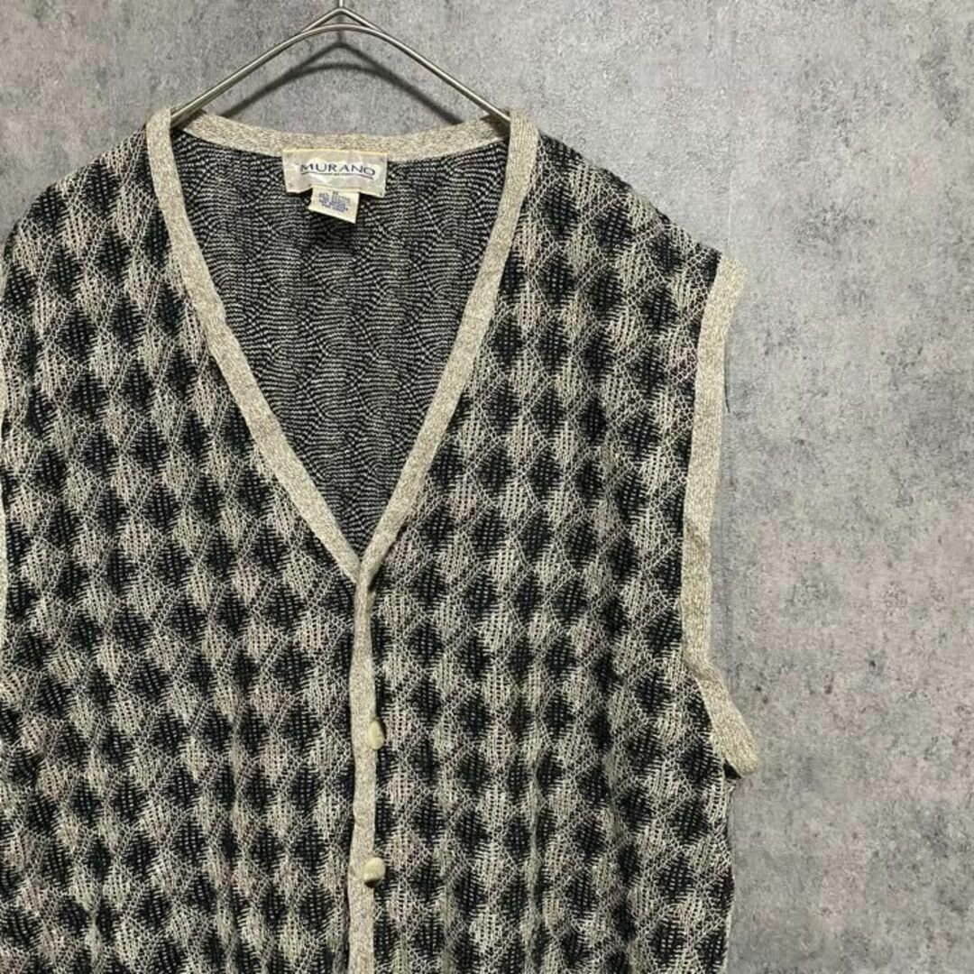 90s vintage 総柄ニットベスト メンズ M 個性派 F4の通販 by くりの